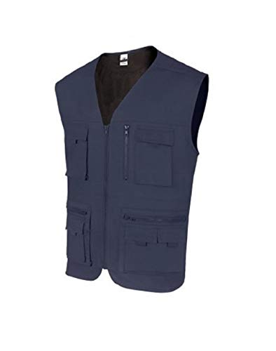 VELILLA 105901 / Chaleco Multibolsillos Sarga (Azul Navy, M)