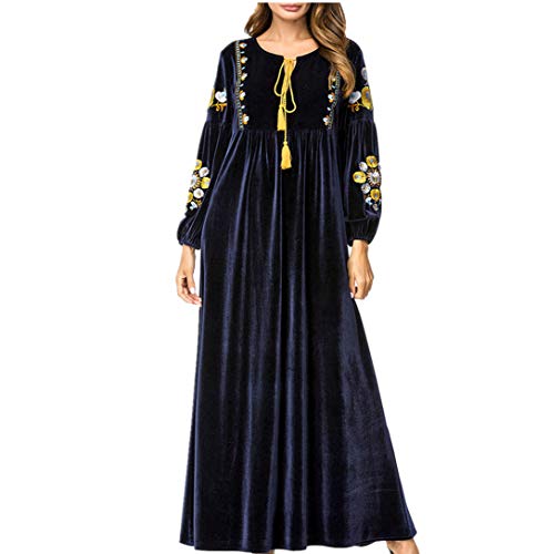 Vestido de Abaya Islámico Musulmán de Manga Larga Maxi Robe Elegante Ropa(M)