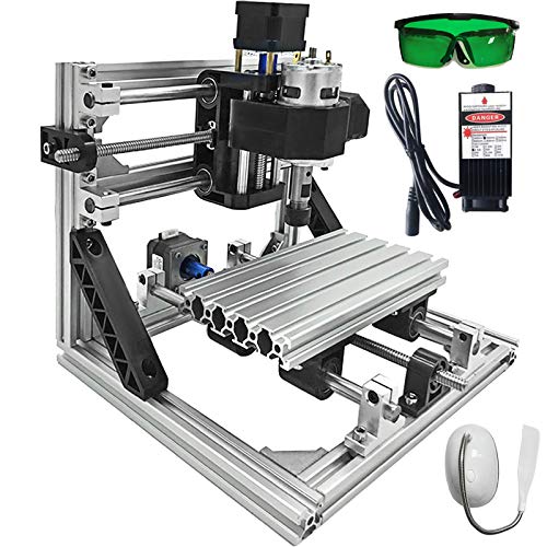 VEVOR CNC 1618 GRBL Control Kit de Enrutador, Máquina de Enrutador de 3 Ejes con Potencia Láser de 2500 mW, para Plástico Acrílico PCB PVC Tallado en Madera Fresadora (Área de Trabajo 160x180x45 mm)