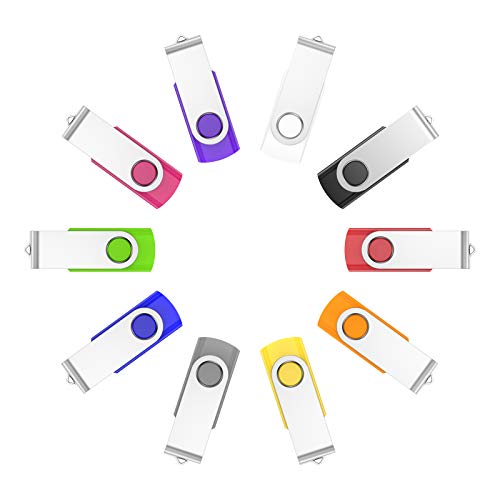 VIEKUU Lote USB Key 4GB 10 Uds Unidad Flash USB Almacenamiento Rotación Memory Stick 2.0 (Multicolor Multicolor)