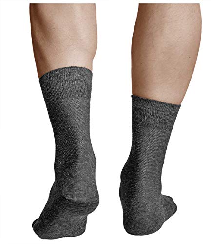 vitsocks Calcetines Verano LINO-Algodón Hombre (3 PARES) Muy Transpirables, gris oscuro, 39-41