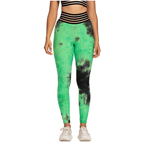 Vobery Leggings de Levantamiento de Glúteos para Mujeres de Cintura Alta con Efecto Tie Dye,Control de Abdomen,Leggings de Levantamiento de Melocotón,Pantalones de Botín de Yoga