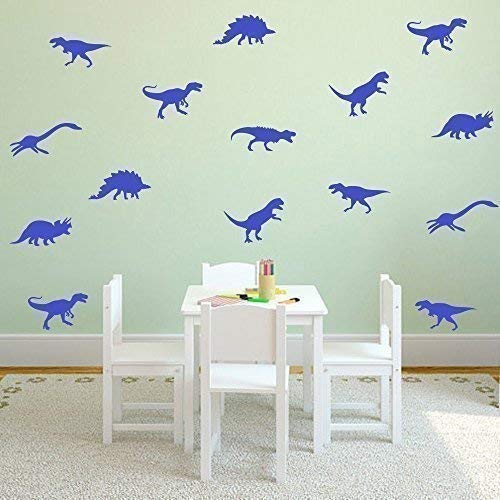 Wallflexi DINOSAURIOS extraíble autoadhesivo oficina decoración del hogar pared pegatinas, vinilo, azul