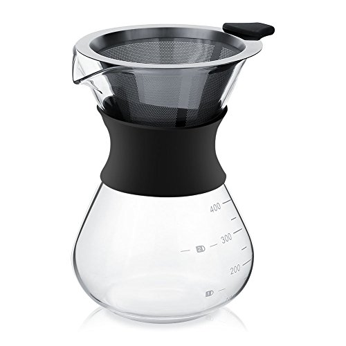 Winnfy Cafetera para verter sobre la mano, cafetera de cristal, cafetera de alta resistencia al calor, decantador transparente