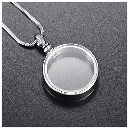 Wxcvz Colgante Conmemorativo Glass Secret Cápsula Cremación Ash Circle Urn Colgante Collar Stash Caja Pequeña Vial