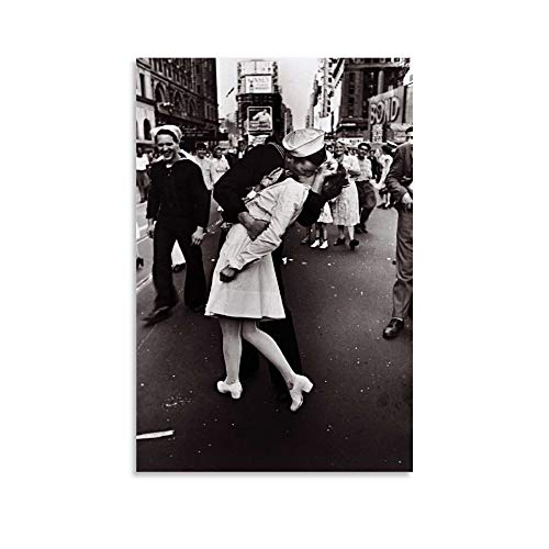 xingqisi Póster artístico de Kiss World War Ii The icónico V-J Day in Times Square por Alfred Eisenstaedt 1945 sobre lienzo y arte para pared, diseño moderno, 40 x 60 cm