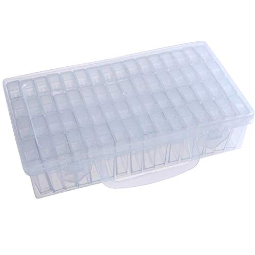 Xinlie Caja de Almacenamiento de Plástico con 64 Compartimentos Plásticas de Organizadores Extraíble Caja de Bordado de Diamante 64 Ranuras Transparente Compartimentos para Bordado de Diamantes