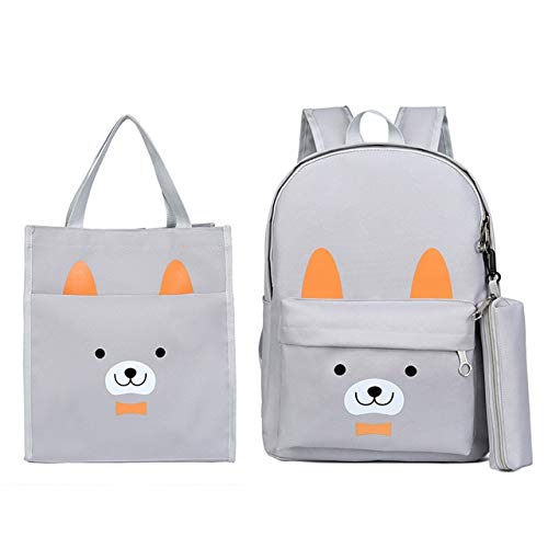 XTYZY L30 X W13 X H41 cm 3pcs / set Mochila para niñas Cute Cartoon Bear Niños Mochilas escolares Mochila de lona Bolso de hombro para mujer Mochila de viaje ligera