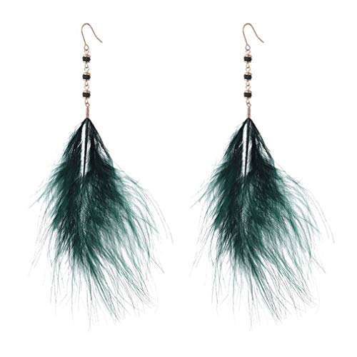 YAZILIND borlas bohemias pluma colgantes pendientes moda Boho gancho colgante pendientes joyería para las mujeres niñas verde