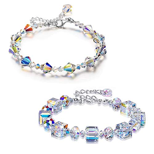 YCAXZSH Pulsera Romántica De 2 Piezas De Auroras Boreales - Cadena Extensora Ajustable,Regalo De Joyería para Mamá Mujeres Novia Esposa Cumpleaños De Navidad (A+B)