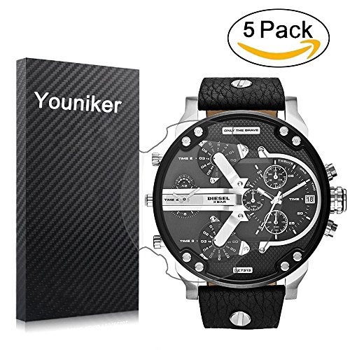 Youniker - Protector de pantalla diesel, 5 unidades, para hombre diesel, DZ7313 Mr Daddy Watch Crystal Clear HD, antiarañazos, antihuellas, película sin burbujas