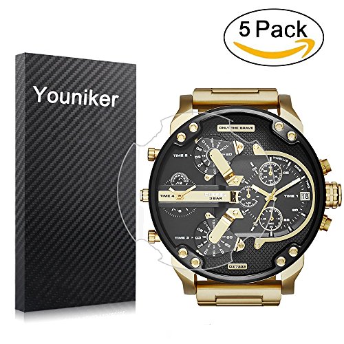 Youniker - Protector de pantalla diesel, 5 unidades, para hombre diesel, DZ7333 Mr Daddy Watch Crystal Clear HD, antiarañazos, antihuellas, película sin burbujas