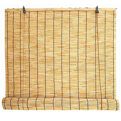 YUJ1ANHUAA Persianas Enrollables de Bambú Caña Cortinas Parasol Persianas de Caña Cortinas de Paja Opacas,para Patios,Jardines,Interiores,Exteriores,Tamaño Personalizable (60x62cm/24x24in)