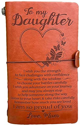 YZG LIFE- To my daughter, Cuaderno de Cuero (120 páginas), Diario de Cuero, atrévase a aceptar los desafíos de viaje, cumpleaños, graduación, Navidad y regalos para adultos, para hija (de mamá)