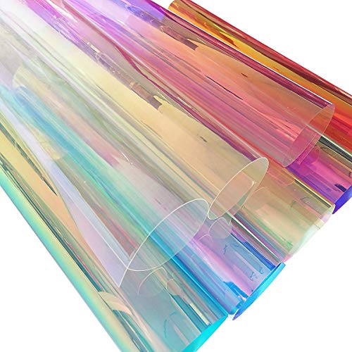 ZAIONE Juego de 8 hojas A4 de PVC holográficas transparentes de vinilo transparente holográfico con efecto espejo para zapatos, bolsas de costura, patchwork, manualidades, 8 colores