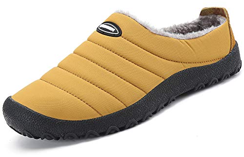 Zapatillas de Estar por Casa Mujer Hombre, Invierno Zapatos de Casa con Forro de Piel - Cálidas y Cómodas - con Suela Antideslizante para Exterior e Interior,Amarillo 37