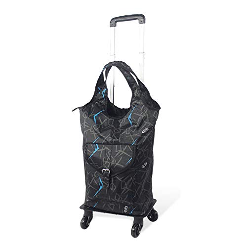 ZHAOHUI Carrito De La Compra Plegable Compras De Comestibles Marco De Acero Paño Oxford Impermeable Rueda Universal, 96 Cm De Alto, 2 Colores (Color : Black)