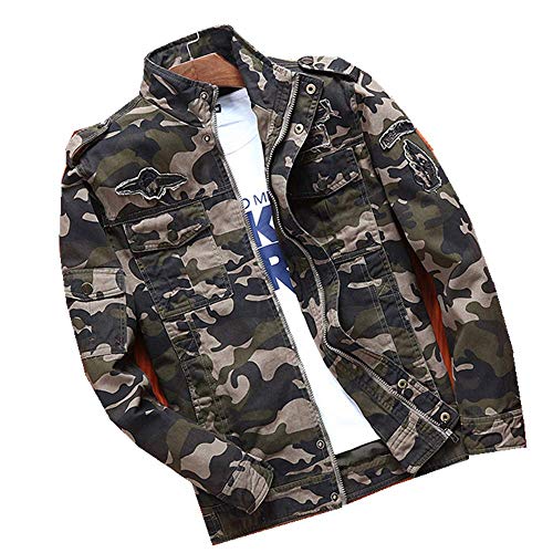 ZLYCP Venta al por mayor Nueva Americana Militar Camuflaje Chaqueta Hombres Otoño e Invierno Cuello Stand Trend Hombres Chaqueta