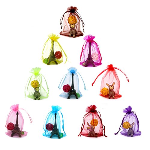 100 pcs 10*15 cm varios colores regalo de Organza bolsas, bolsas de cordón para boda fiesta Festival (10 colores)