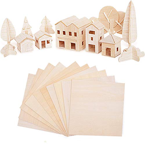 25 Piezas Madera contrachapada FHYT Madera de Balsa para Manualidades de Bricolaje Mini Casa de Madera Modelo Avión Barco 100*100*2mm