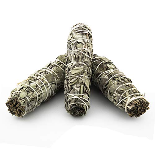 3 Palitos de salvia blanca, fragante hierba de limpieza, purificadora, aromaterapia con energía positiva, para el alivio del estrés, para yoga, meditación | Paquete de 3 palos pequeños 10-12 cm