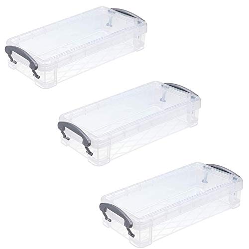 3PCS Transparente Caja de Lápices de Plástico, Caja Organizadora, Cajas de Lápices de Plástico con Tapa, para Estudiante, Niño, Escuela, Oficina(Color de Mango Aleatorio)