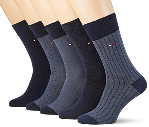 5 pairs TOMMY HILFIGER Men's TH Men Birdeye Giftbox 5P Socks Gr. 39 - 46 Business, Farben:322 - dark navy;Socken & Strümpfe:39-42