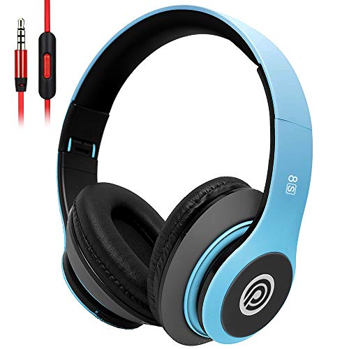 8S Auriculares Inalámbricos, Audífonos Inalámbricos Bluetooth Plegables HiFi con Micrófono Incorporado y Control de Volumen Eliminación de Ruido, Soporte Micro SD/TF/FM, para iPhone/Samsung/iPad/PC