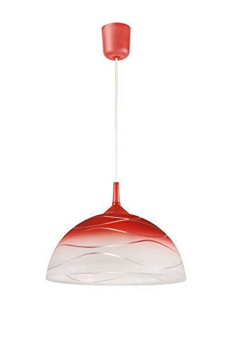 Adania - Lámpara de techo con pantalla de cristal (30 cm de diámetro), color rojo