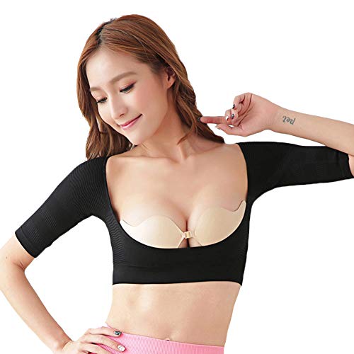 Adelgazante Talladora de Brazo para Mujeres Prendas de Compresión Mangas Superior Fajas Corrector de Posturas Sujetador de Cultivo Chaleco de Control Tops Volver Soporte，Negro,L