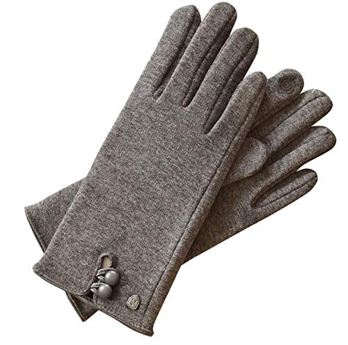 AKAROA ESTD 2019 Guantes para mujer KEA, para pantalla táctil, forro de peluche extra suave, material de jersey elástico, 100% vegano gris L-XL