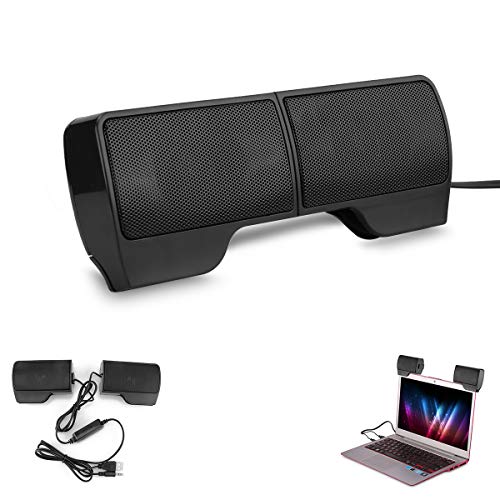 Altavoces estéreo USB Sunsbell, Mini Barras de Sonido portátiles con Clip, para computadoras portátiles/de Escritorio/tabletas-negro