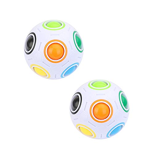 Amasawa 2pcs Bola Mágica del Arco Iris,Bola del Rompecabezas del Arco Iris,Rompecabezas Juguetes Educativos para Niños Alivio de Presión para Adultos Adolescentes (Blanco)