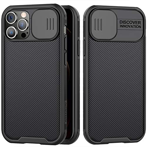 AROYI Funda Compatible con iPhone 12 Pro MAX 6.7 Pulgadas, Tapa Deslizante para la cámara Case - Negro