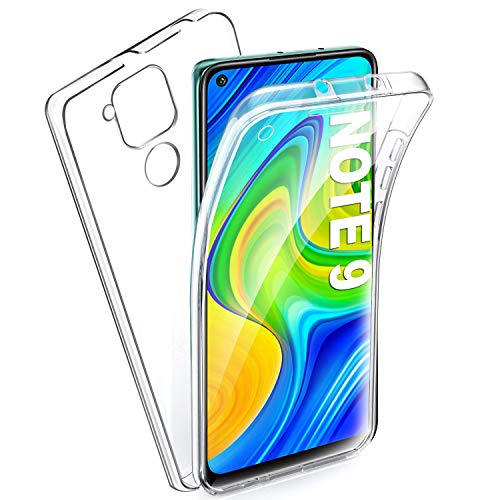 AROYI Funda Compatible con Xiaomi Redmi Note 9, Ultra Slim Doble Cara Carcasa Protector Transparente TPU Silicona y PC Dura Resistente Anti-Arañazos Protectora Case Cover