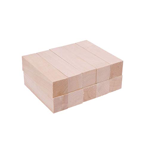 Artibetter Juego de 10 bloques para tallar madera de tilo, bloques de madera sin terminar para tallar madera para adultos, para niños, 10 x 2,5 x 2,5 cm