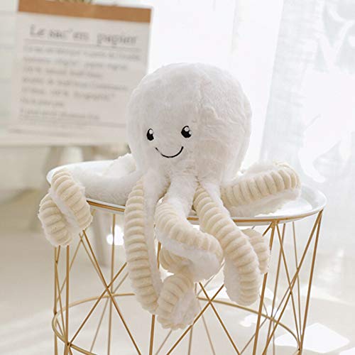 Asdomo - Pulpo de peluche, bonito animal marino de peluche, juguete marino de peluche de 40 cm, Algodón PP., Blanco, White 40cm/15.75inch（height）