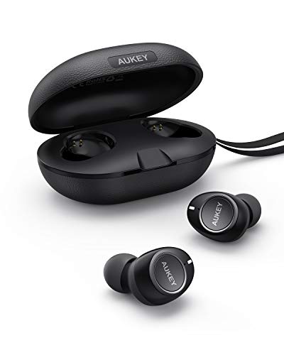AUKEY Auriculares Inalambricos Bluetooth 5 con Funda de Carga Portátil, IPX5 Impermeable, Espuma de Memoria, Control Táctil, Auriculares Bluetooth para iPhone y Android