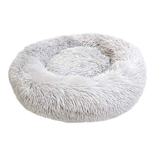 Banna Cama para perros y gatos | Cama de peluche redonda/ligera / suave | para perro o gato pequeño / grande | Verano/invierno | disponible en 3 colores y 7 tamaños | (XS, gris claro)