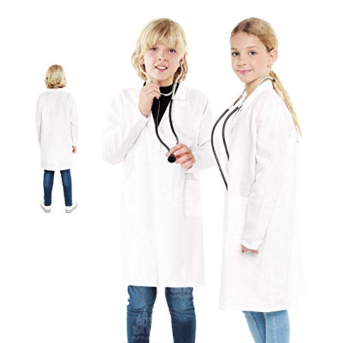 Bata Blanca Disfraz Médico Niña y Niño【Tallas Infantiles de 5 a 12 años】[Talla 7-9 años] | Bata Laboratorio Científico Doctor para Disfraz Carnaval Halloween Fiestas Disfraces