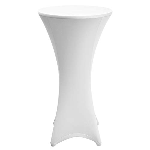 Beautissu Mantel elástico Stella - Hermosa Funda elástica para Mesa Bistro Coctel - Cobertura Revestimiento - Mantel de diseño - Ø 70-75cm - Blanco