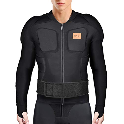 BenKen Body de esquí de manga larga con forro, pecho, hombros, espalda, chaqueta ajustable, para mujeres y hombres, parte superior acolchada (XXL)