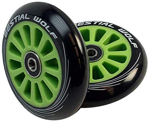 Bestial Wolf Pilot XX2 Pack Dos Ruedas Originales Diámetro 100 mm para Scooter Freestyle (Verde)