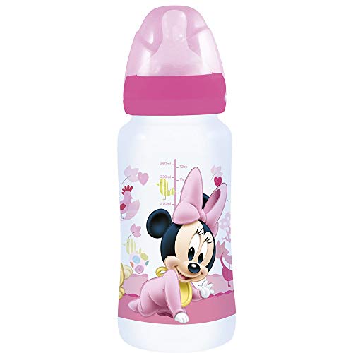 Biberón cuello ancho 360 ml tetina silicona 3 posiciones de Minnie Mouse (12/72)