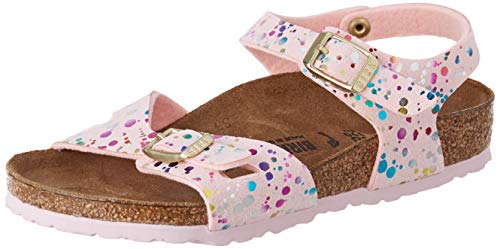 Birkenstock Sandales Rio Microfibre Confetti Rose, Sandalia para Niñas, 33 EU Étroit