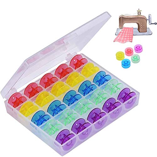 bobinas de plástico,25 piezas Bobinas de plástico para máquina de coser multifunción,con Caja de Almacenamiento,para la Mayoría de Máquinas de Coser Estándar Domésticas