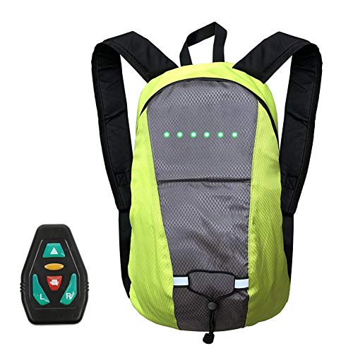 Brownrolly Mochila de Ciclismo 15L Mochila con luz LED Mochila LED con Control Remoto con señal de Giro Bolsa Recargable USB para conducción Nocturna Segura