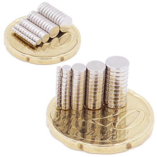 Brudazon | Conjunto de 50 Mini Imanes Discos 1x1mm + 2x1mm + 3x1mm + 4x1mm + 5x1mm | N52 Los imanes de neodimio Ultra Fuertes | Imán del Poder para la Toma de Modelo | Pequeño y Extra Fuerte