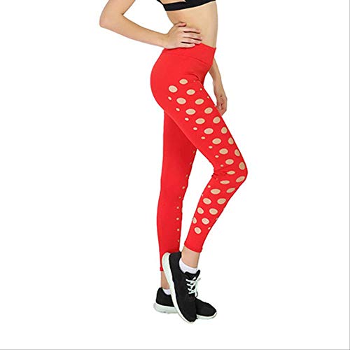 BYOGAZT Leggings de Yoga para Mujer Pantalones de Yoga Deportivos de Alto elástico para Damas Pantalones de Yoga Huecos Pantalones de Fondo Fitness al Aire Libre Elástico Running M RD