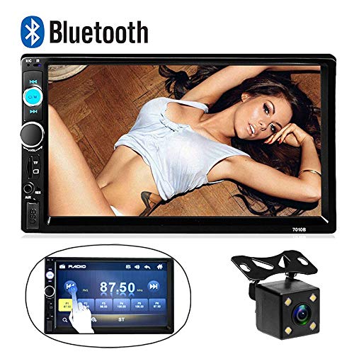 Camecho Bluetooth 2 DIN Car Estéreo 7010B 17.8 cm HD Audio táctil Estéreo Radio Soporte USB/TF/AUX Entrada Android Teléfono Enlace Espejo Autoradio FM Multimedia MP5 Player + Cámara de Respaldo